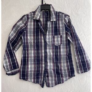 Victorias Secret Sz S Hidden button front multi stripe Purple shirt Casual Women